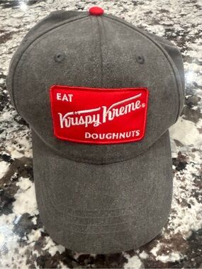 Vintage Krispy Kreme Doughnuts Patch Hat Grey Washed Canvas hat